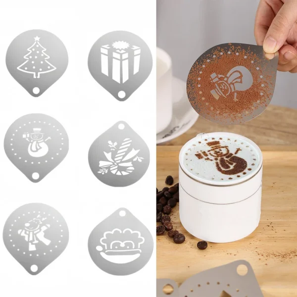 6Pcs/Set Coffee Latte Art Mold 304 Stainless Steel