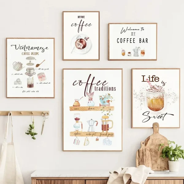 Nordic Food Coffee Beans Grinder Modern Art Canvas Painting